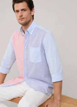 regular fit bengal striped seersucker shirt