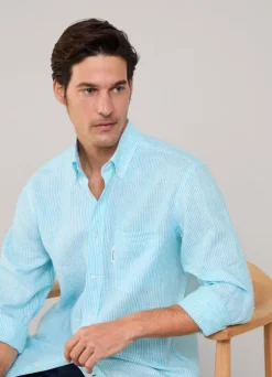 regular fit bengal striped linen shirt