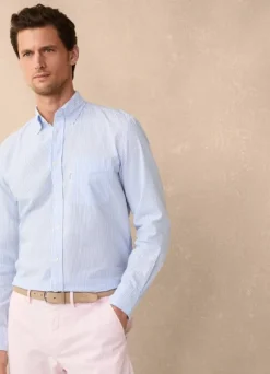 regular fit bengal striped seersucker shirt