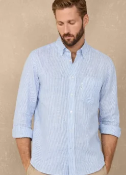 regular fit bengal striped linen shirt