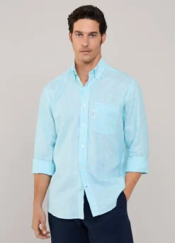 regular fit bengal striped linen shirt