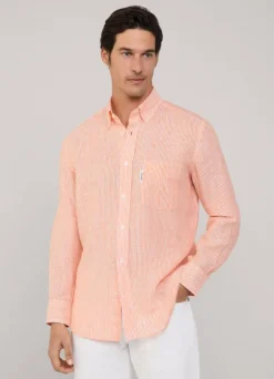 regular fit bengal striped linen shirt