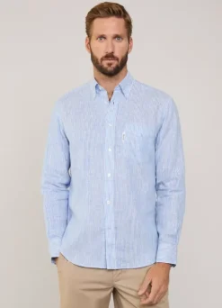 regular fit bengal striped linen shirt