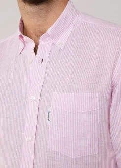 regular fit bengal striped linen shirt