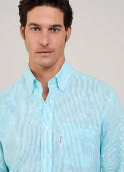 regular fit bengal striped linen shirt