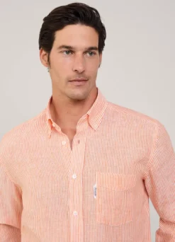 regular fit bengal striped linen shirt