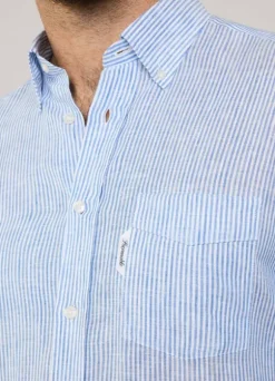 regular fit bengal striped linen shirt