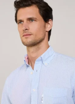 regular fit bengal striped seersucker shirt