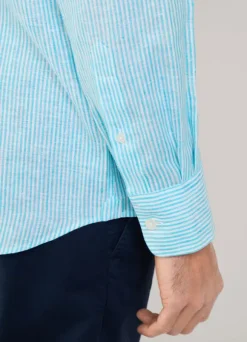 regular fit bengal striped linen shirt