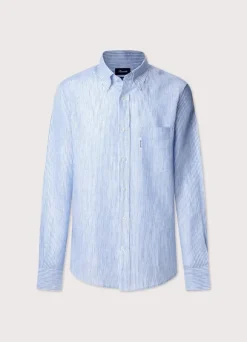 regular fit bengal striped linen shirt