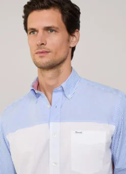 regular fit colour block poplin shirt