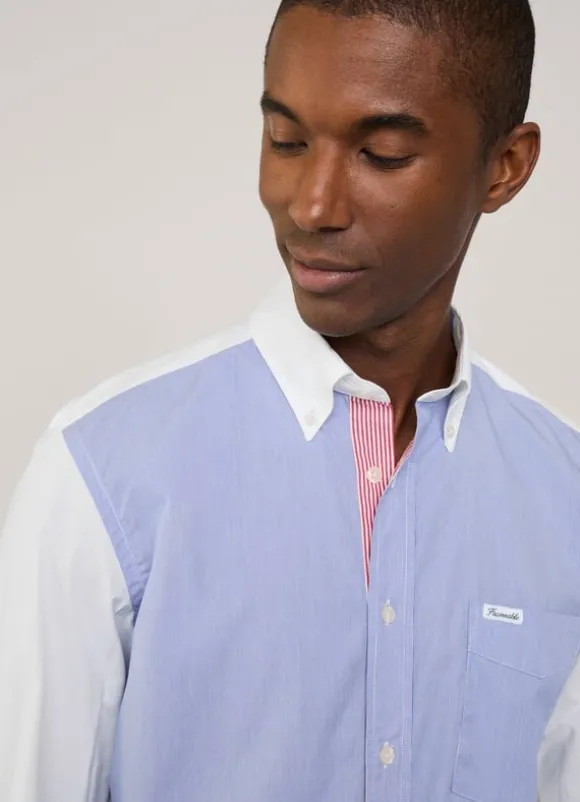 regular fit colour block poplin shirt