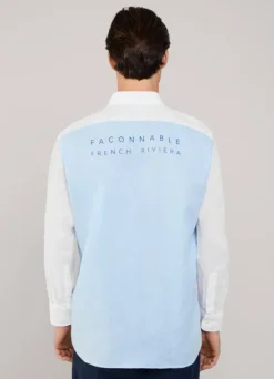 regular fit colour block linen shirt