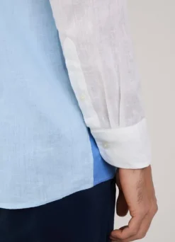 regular fit colour block linen shirt
