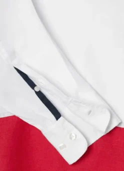 regular fit colour block linen shirt