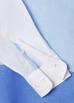 regular fit colour block linen shirt