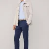 regular fit cotton linen trousers