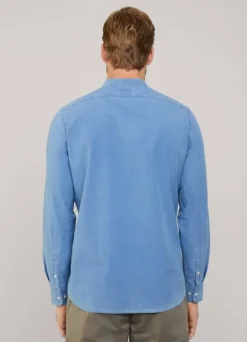 regular fit denim shirt with mandarin collar