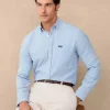 regular fit fine striped chambray shirt