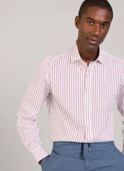 regular fit fine striped poplin shirt