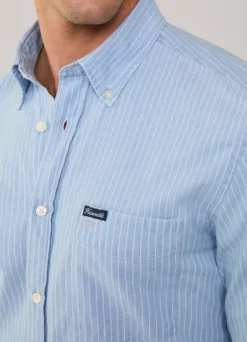 regular fit fine striped chambray shirt