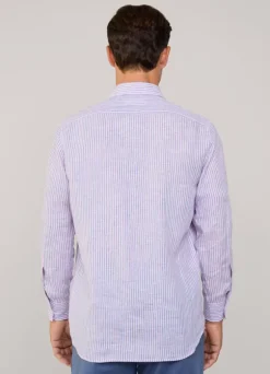 regular fit fine striped linen shirt