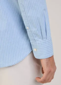 regular fit fine striped chambray shirt