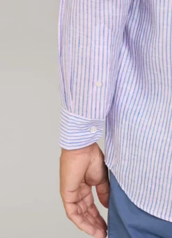 regular fit fine striped linen shirt