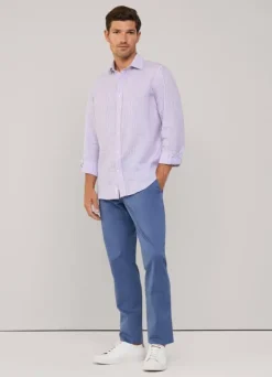 regular fit fine striped linen shirt