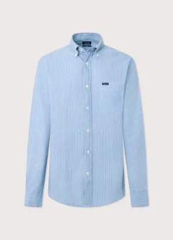 regular fit fine striped chambray shirt