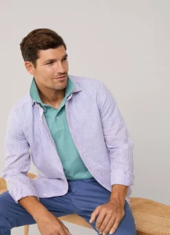 regular fit fine striped linen shirt