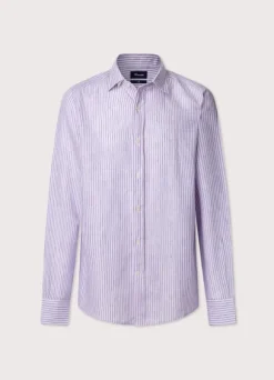 regular fit fine striped linen shirt