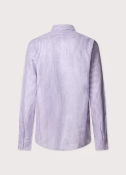 regular fit fine striped linen shirt