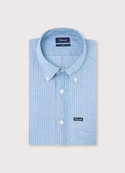 regular fit fine striped chambray shirt