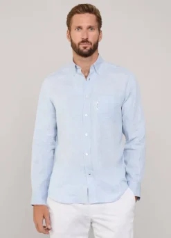 regular fit gingham linen shirt