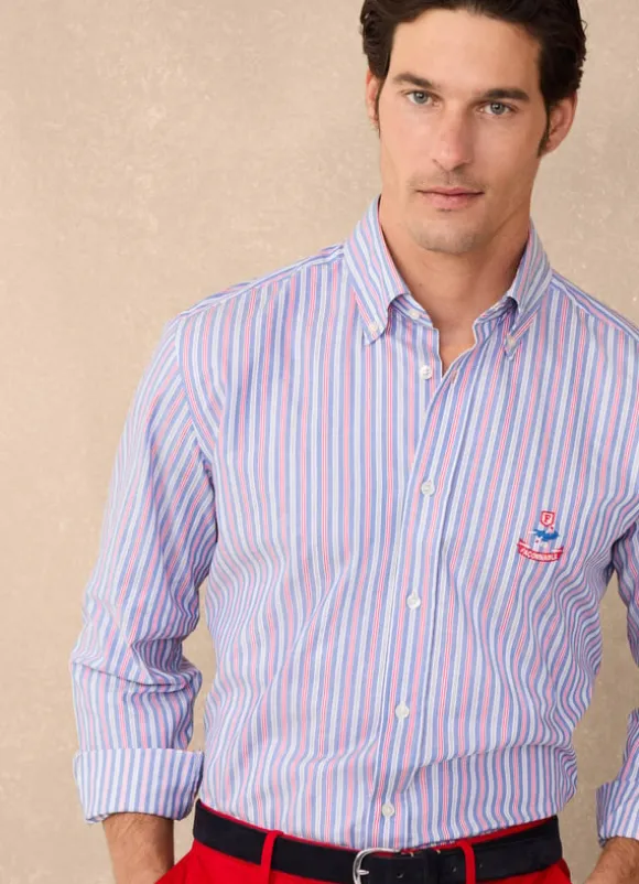 regular fit nautical striped twill shirt