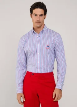regular fit nautical striped twill shirt