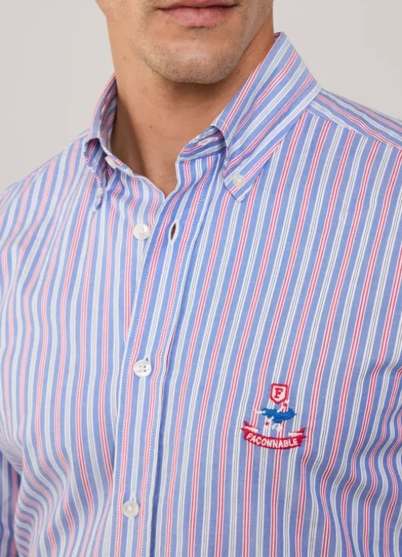 regular fit nautical striped twill shirt