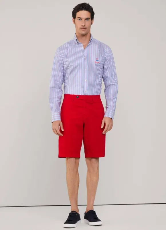 regular fit nautical striped twill shirt