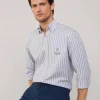 regular fit regimental striped oxford shirt