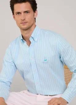 regular fit regimental striped oxford shirt