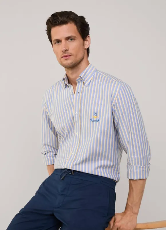 regular fit regimental striped oxford shirt