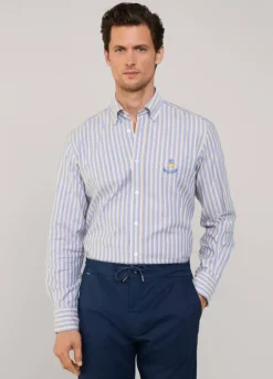 regular fit regimental striped oxford shirt