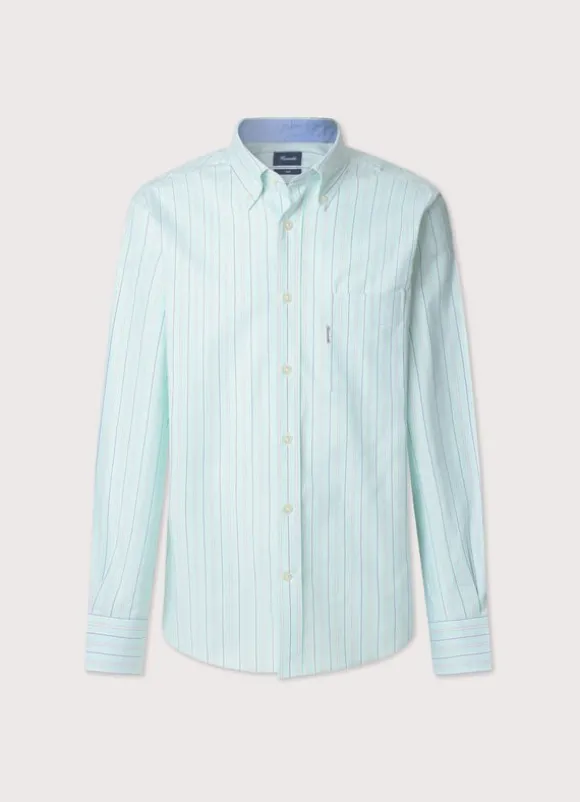 regular fit regimental striped pinpoint shirt