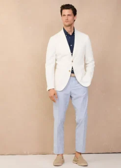 regular fit seersucker trousers