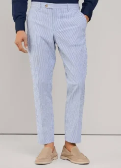 regular fit seersucker trousers