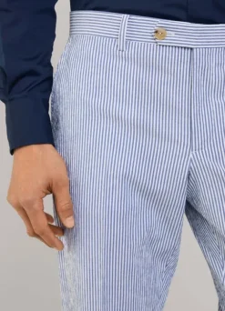 regular fit seersucker trousers