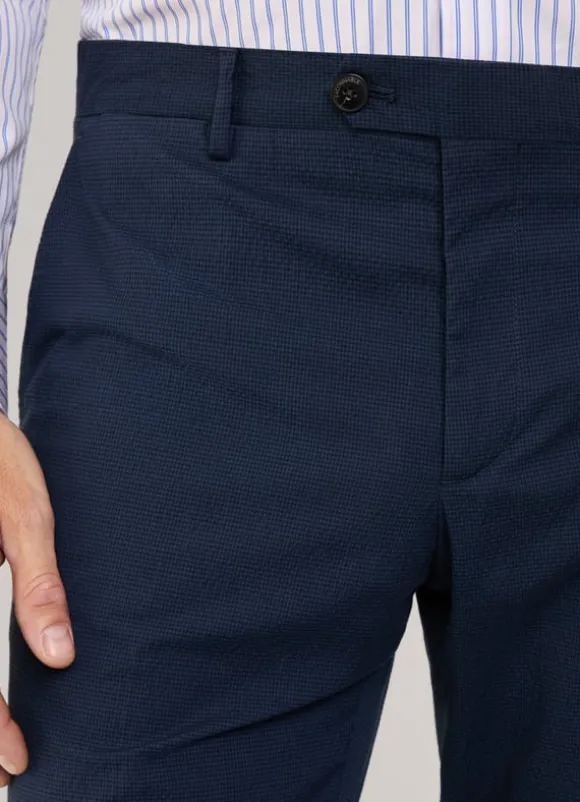 regular fit seersucker trousers
