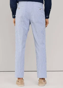 regular fit seersucker trousers
