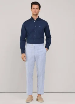 regular fit seersucker trousers